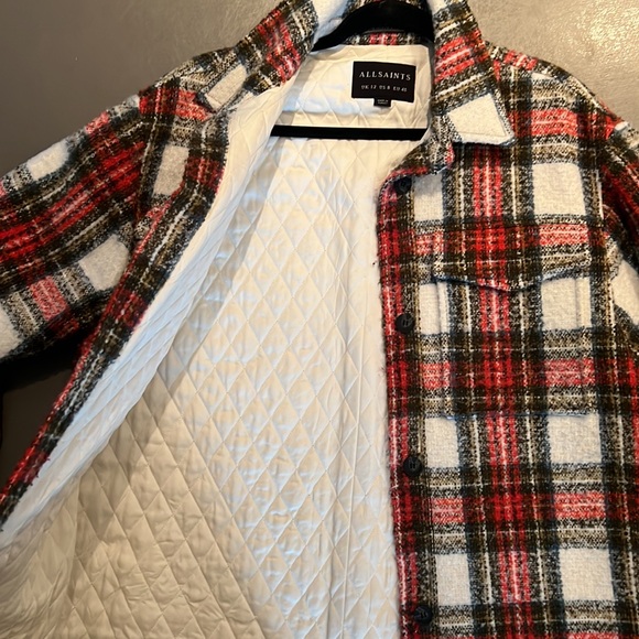 AllSaints Nia Wool Blend Check Coat size 8 - Picture 7 of 7